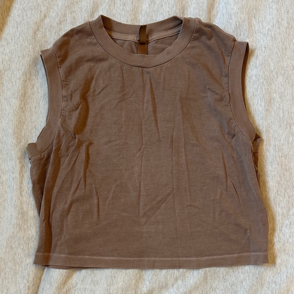 SKIMS Sleeveless Crewneck Crop Top - Brown